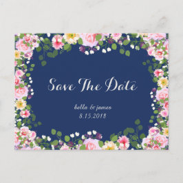 Blauer rosa Navy Blau Save the Date Postkarten