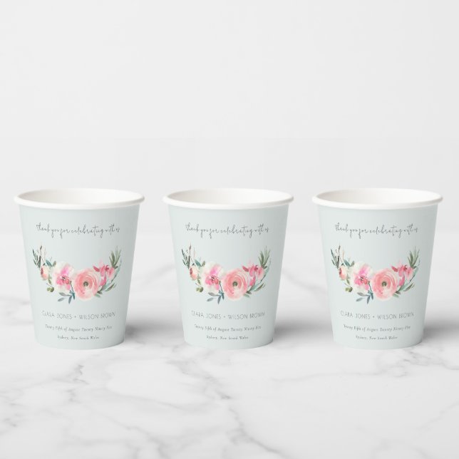 Blauer Rosa Orchid Hochzeit der Flora Pappbecher (Multi)