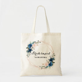 Blauer Rosa-Rose-Geschenk für die botanische Geome Tragetasche