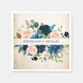 Blauer Rosa Rose Rustikale Boho Hochzeit Serviette