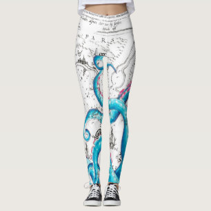 Blauer Rosa Tentacles Tinte Leggings