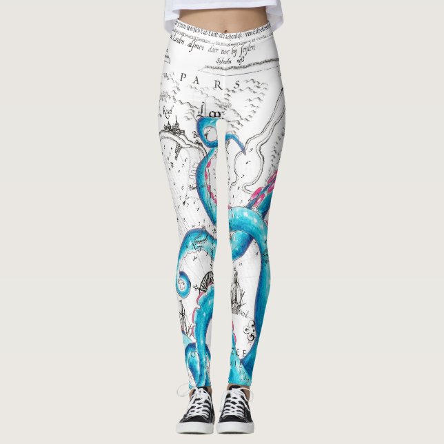 Blauer Rosa Tentacles Tinte Leggings (Vorderseite)
