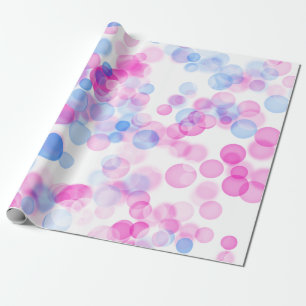 Blauer rosa weiße Bläschen Bokeh-Effekt Geschenkpapier