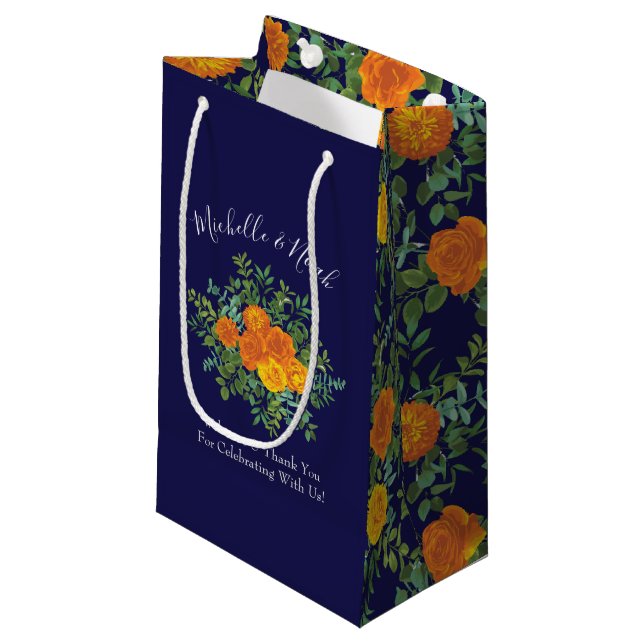 Blauer Rose Blumen Moderne Hochzeiten Kleine Geschenktüte (Vorderseite Schrägansicht)