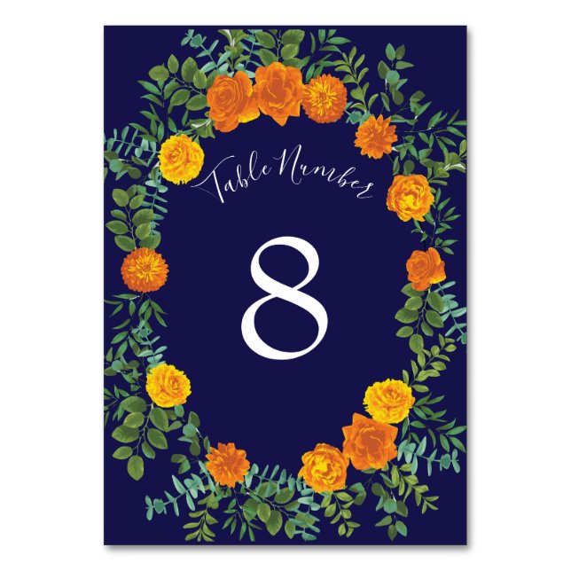 Blauer Rose Blumen Moderne Hochzeiten Tischnummer (Rückseite)