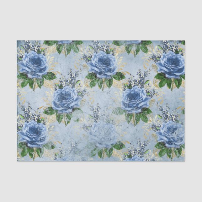 Blauer Rose Ephemera Seidenpapier (Vorderseite)
