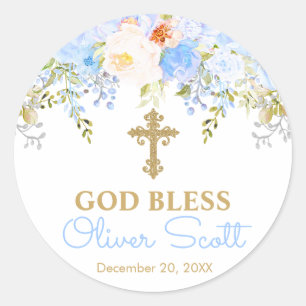 Blauer Rose Garten Gott segne Taufe Gönnen Sticker