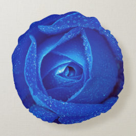 Blauer Rose Rundes Kissen