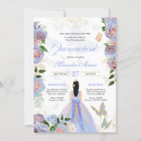 Blauer Rose Schmetterling Quinceanera Invi