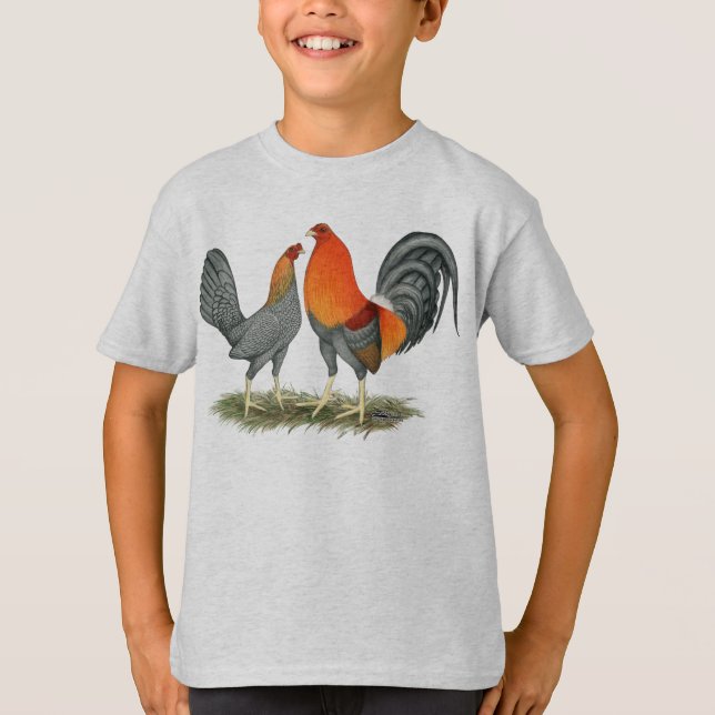 Blauer Roter Gamefowl T-Shirt (Vorderseite)