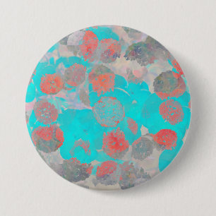 Blauer Roter Kunstgewerbe für romantische Blumenmu Button