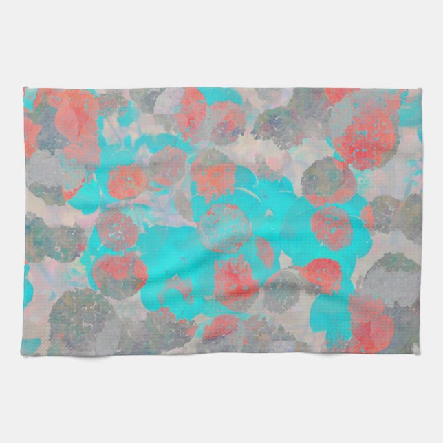 Blauer Roter Kunstgewerbe für romantische Blumenmu Geschirrtuch (Horizontal)