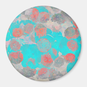 Blauer Roter Kunstgewerbe für romantische Blumenmu Magnet