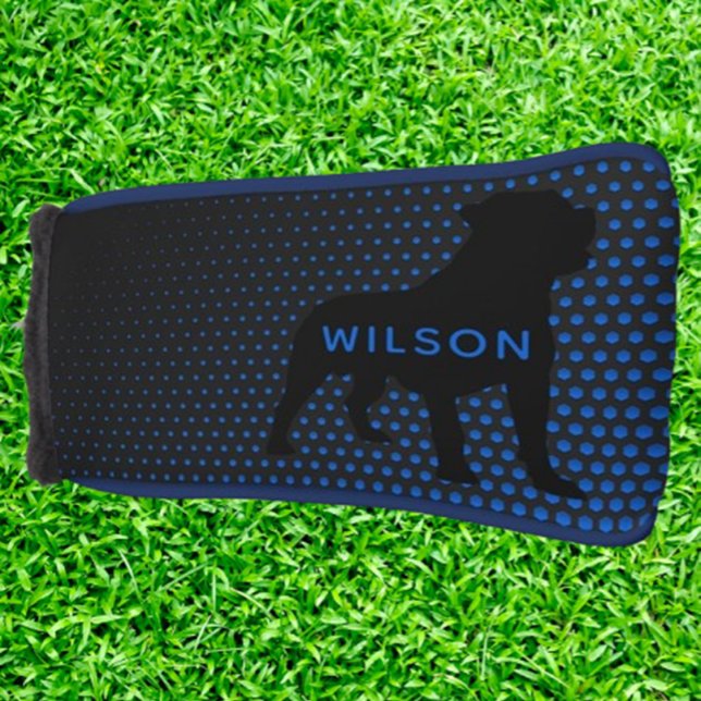 BLAUER Rottweiler-PUTTER Golf Headcover (BLUE Rottweiler golf head cover. Perfect gift for golfers)