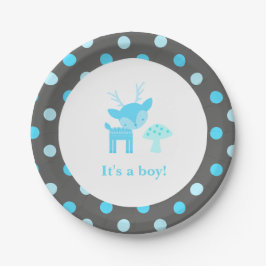 Blauer Rotwild-Tupfen-Babyparty-Pappteller Pappteller
