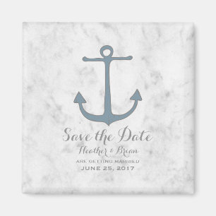 Blauer Rustikaler Anker Save the Date Magnet