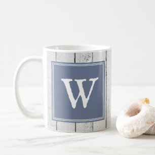 Blauer Rustikaler Monogramm-Tasse Kaffeetasse