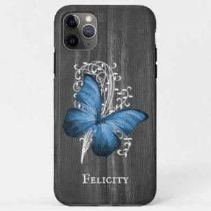 Blauer Rustikaler Schmetterling Personalisiert Case-Mate iPhone Hülle