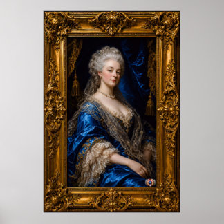 Blauer Samt Vergoldetes Porträt von Odette Morelle Poster
