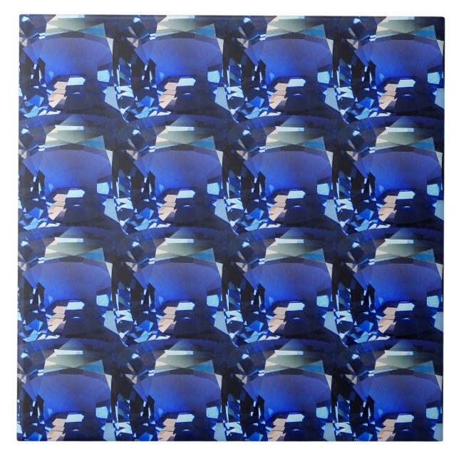 Blauer Saphir Cushion Cut Muster Fliese (Vorderseite)