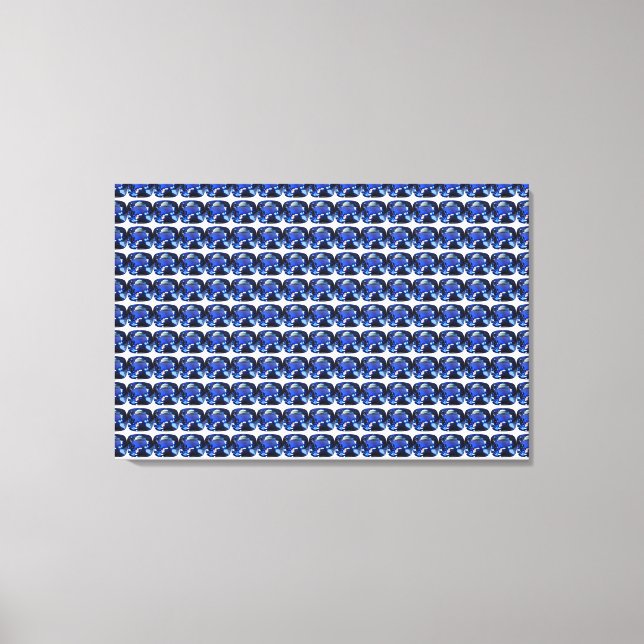 Blauer Saphir Cushion Cut Muster Leinwanddruck (Vorderseite)