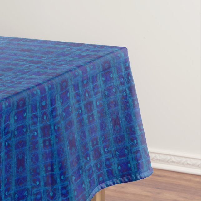 Blauer Saphir-Gewebe, nahtlos geometrisches Muster Tischdecke (Beispiel)