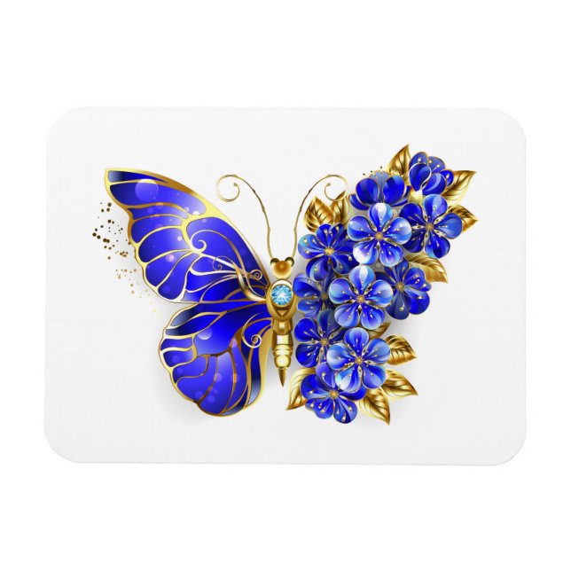 Blauer Saphir Schmetterling Magnet (Horizontal)