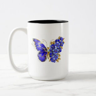 Blauer Saphir Schmetterling Zweifarbige Tasse