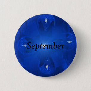 Blauer Saphir September Birthstone Button