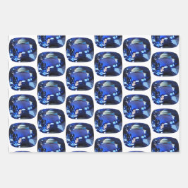 Blauer Saphir Wrapping Papier Kissen Edelstein