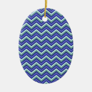 Blauer Saphir-Zickzack Muster Keramik Ornament