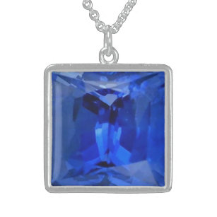 Blauer Sapphire 1 Sterling Silberkette