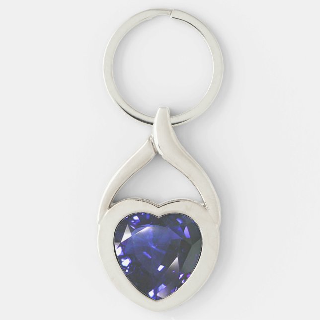 Blauer Sapphire Herzsteine Schlüsselanhänger (Vorderseite)