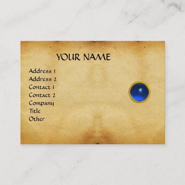 BLAUER SAPPHIRE MON, GRAU AGATA Perchment, Visitenkarte (Vorderseite)