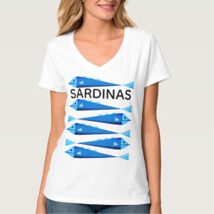 Blauer Sardinenfisch "blau und weiß" T-Shirt