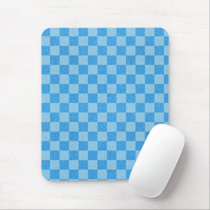 Blauer Schachbrett-Glitter Mousepad