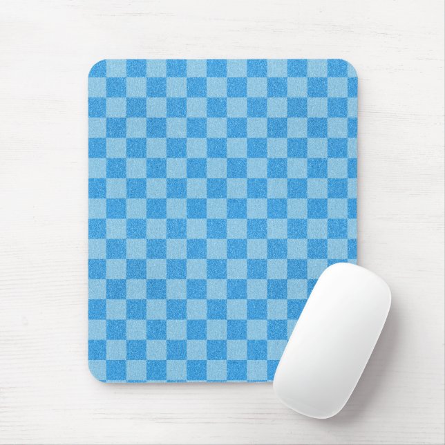 Blauer Schachbrett-Glitter Mousepad (Mit Mouse)
