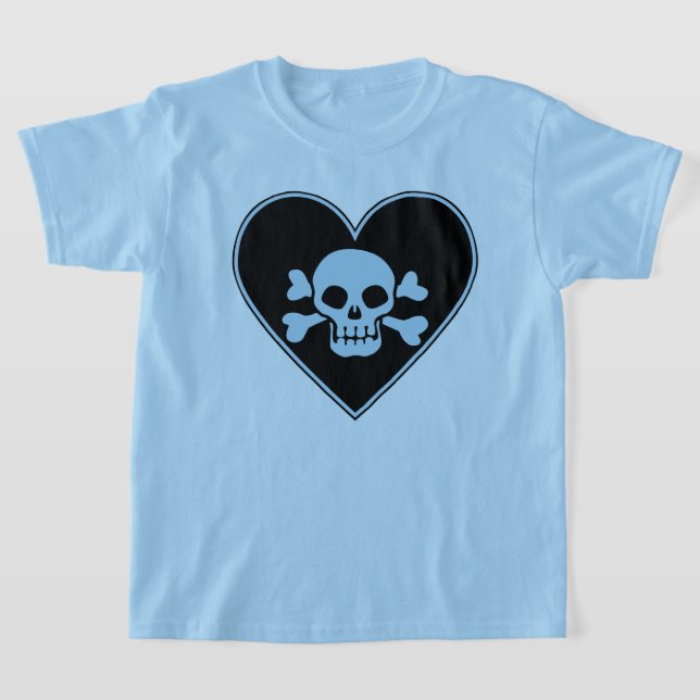 Blauer Schädel im Herzen T-Shirt (Ablage )