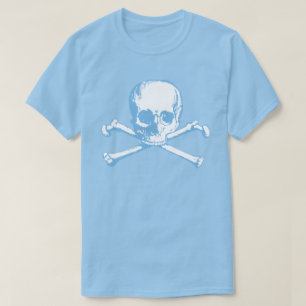 Blauer Schädel und Kreuzknochen T-Shirt