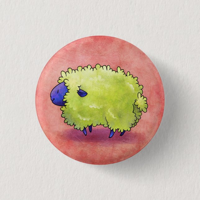 Blauer Schaf-Knopf Button (Vorderseite)