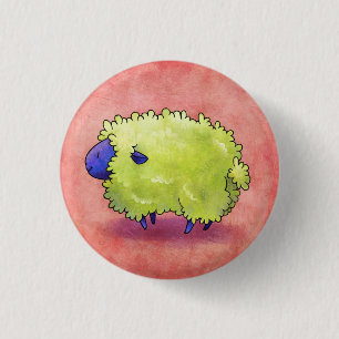 Blauer Schaf-Knopf Button
