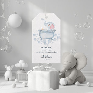 Blauer Schaumbad Baby-Tier Shower Geschenkanhänger