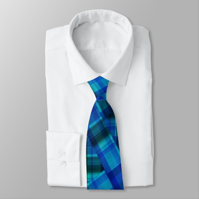 Blauer Scheckkreuz Tartan, Krawatte (Gebunden)