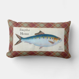 Blauer Schellfisch Kariert Tartan Lumbar Kiefer Lendenkissen