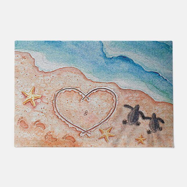 Blauer Schildkrötenlöffel Liebe Door Mat, Ocean Do Fußmatte (Vorderseite)