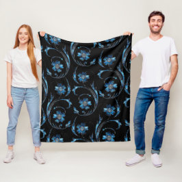 Blauer Schimmer Floral 2 Fleecedecke