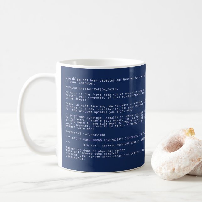 Blauer Schirm Windows der TodesTasse Kaffeetasse (Mit Donut)