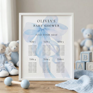 Blauer Schleife Baby Shower 6 Tisch Sitzplan Poster