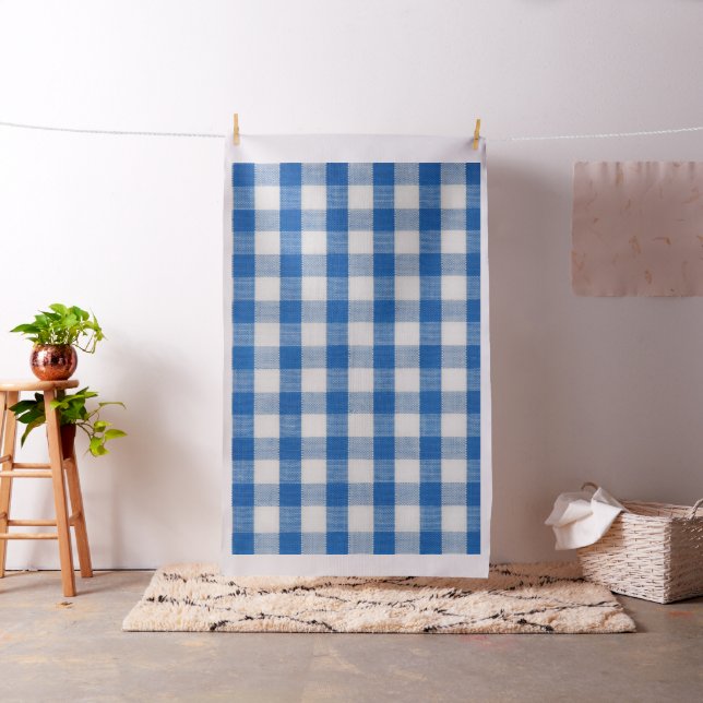 Blauer, schlichter Farbton Kariert Stoff (Beispiel)