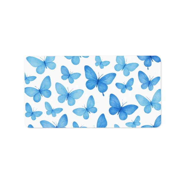 Blauer Schmetterling Adressaufkleber (Vorne)